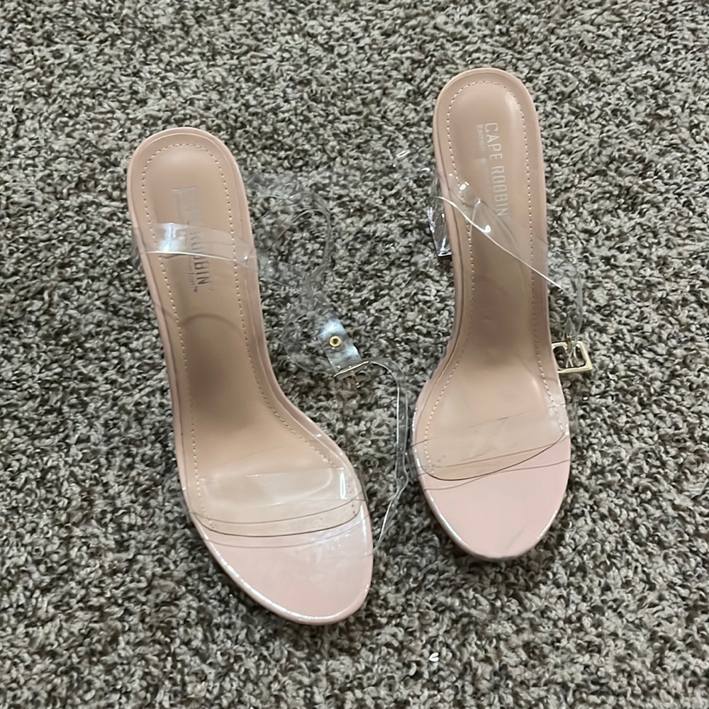 Clear open toe heels